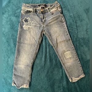 Jordache Denim Kids Jeans Capri Style Size 14 Star Embroidery Detail VINTAGE